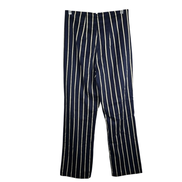 Reformation Women's Marlon High Rise Striped Cigarette Blue & White Pants Size 4 - Picture 2 of 15